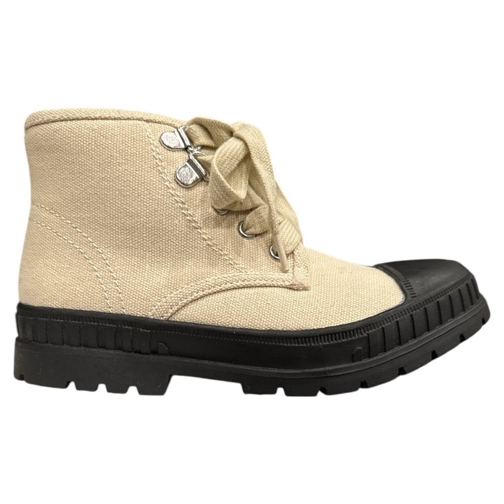 Kids’ canvas and rubber hiker high top sneakers booties natural / black 13 NEW